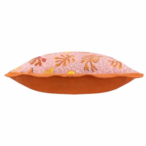 Furn Pink Floral Square Cotton and Polyester Cushion W/D/H: 50 x 50 x 50 cm – 2