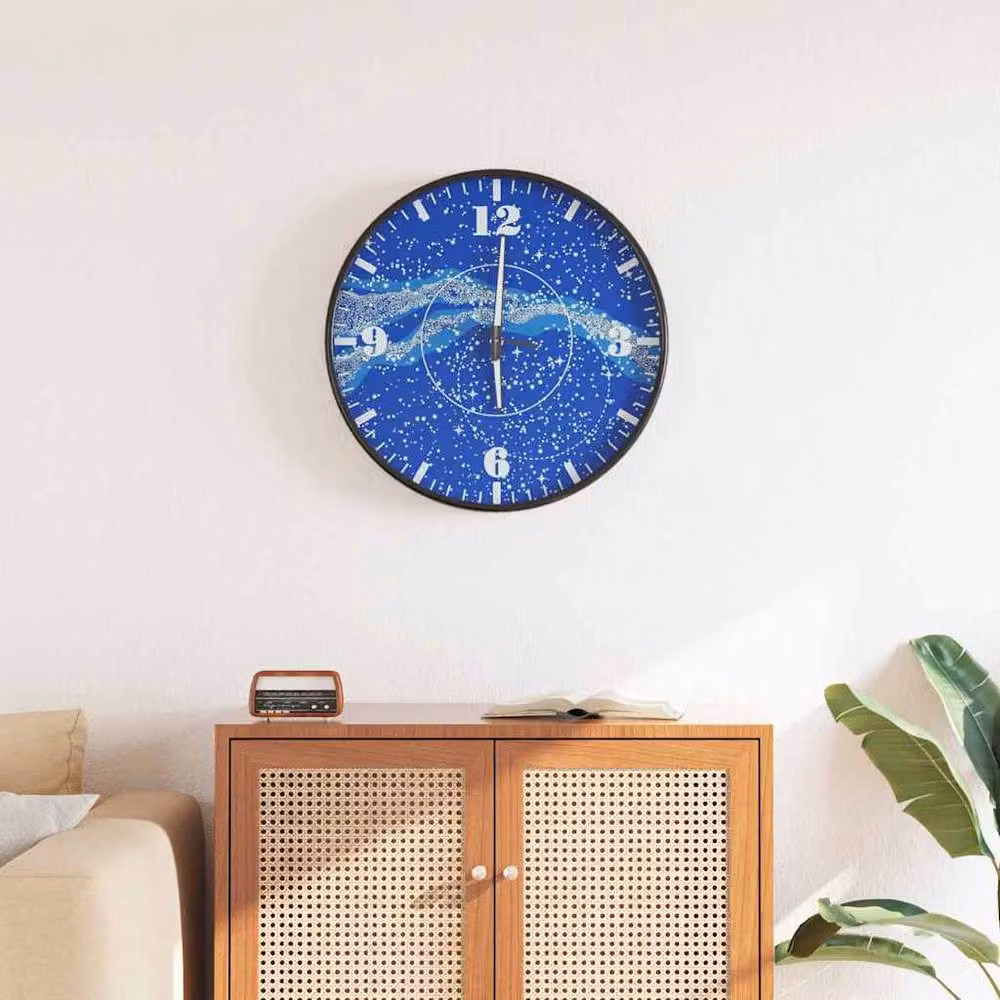 Berkfield Home Blue Round Analog Wall Clock with Luminous Scales and Silent Quartz Movement, Diameter: 30 cm – 2