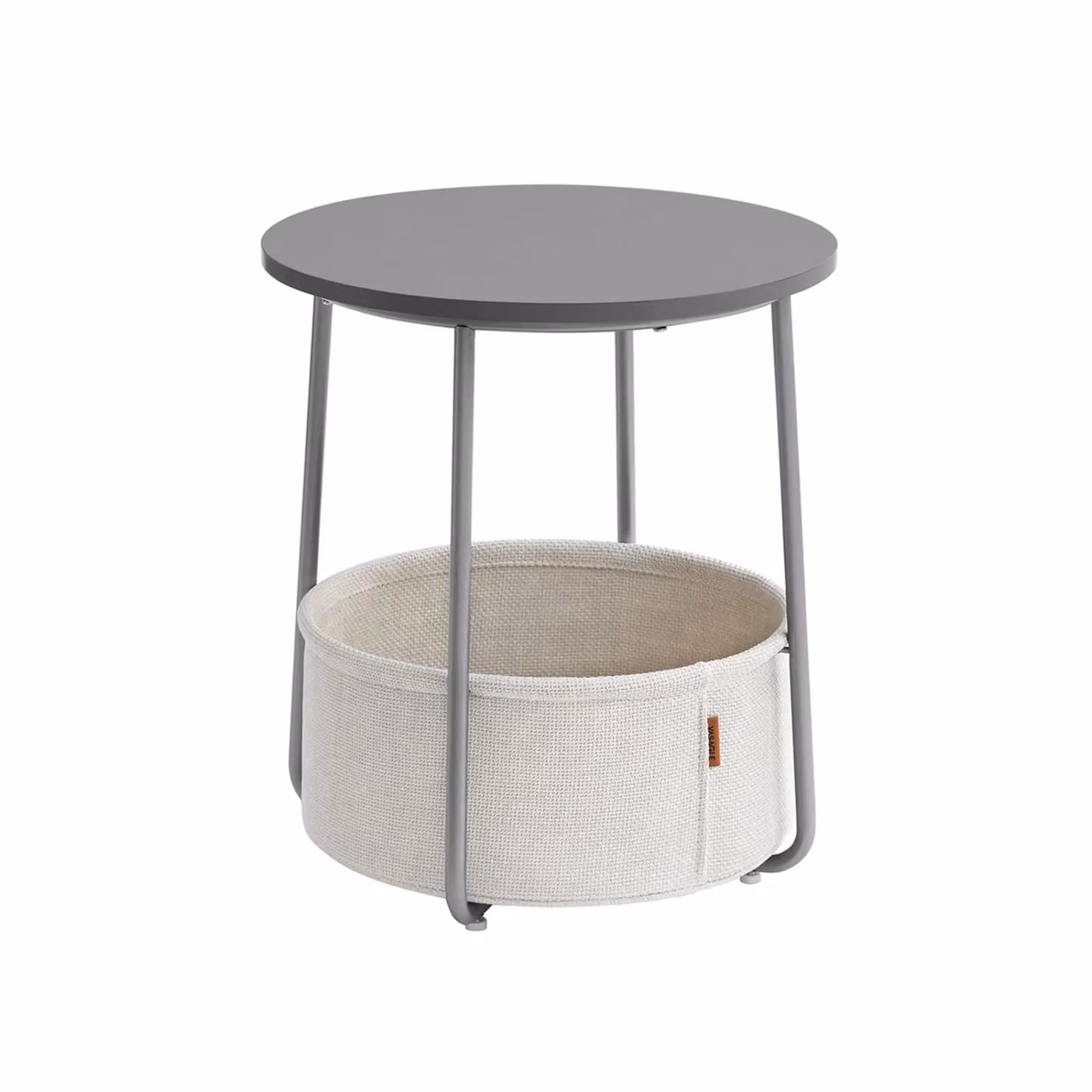 Rafaelo Mobilia Grey Bedside Lamp Table with Storage Basket, W/D/H: 45 x 45 x 50 cm – 2