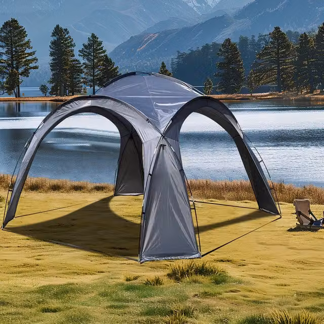 Groundlevel 2.7m Garden Dome Gazebo in Grey