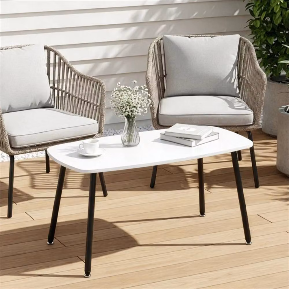 VOGREX White Mid-Century Modern Folding Coffee Table, W: 80 cm, D: 45 cm, H: 40 cm – 2