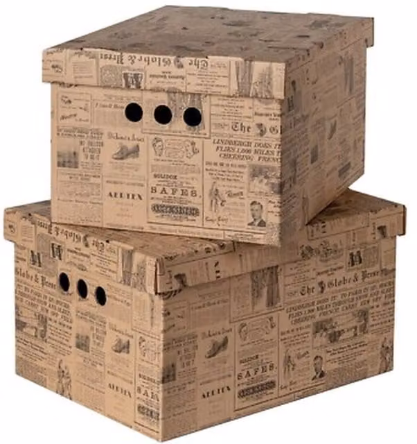 NESTLUNE 2-Piece Brown Cardboard Decorative Storage Boxes with Lids for Home or Office – 1