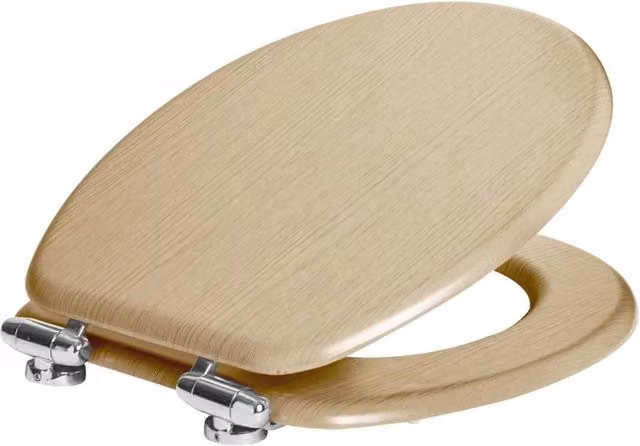 VOGREX Oval Soft Close Wooden Toilet Seat in Light Oak and Beige – 1