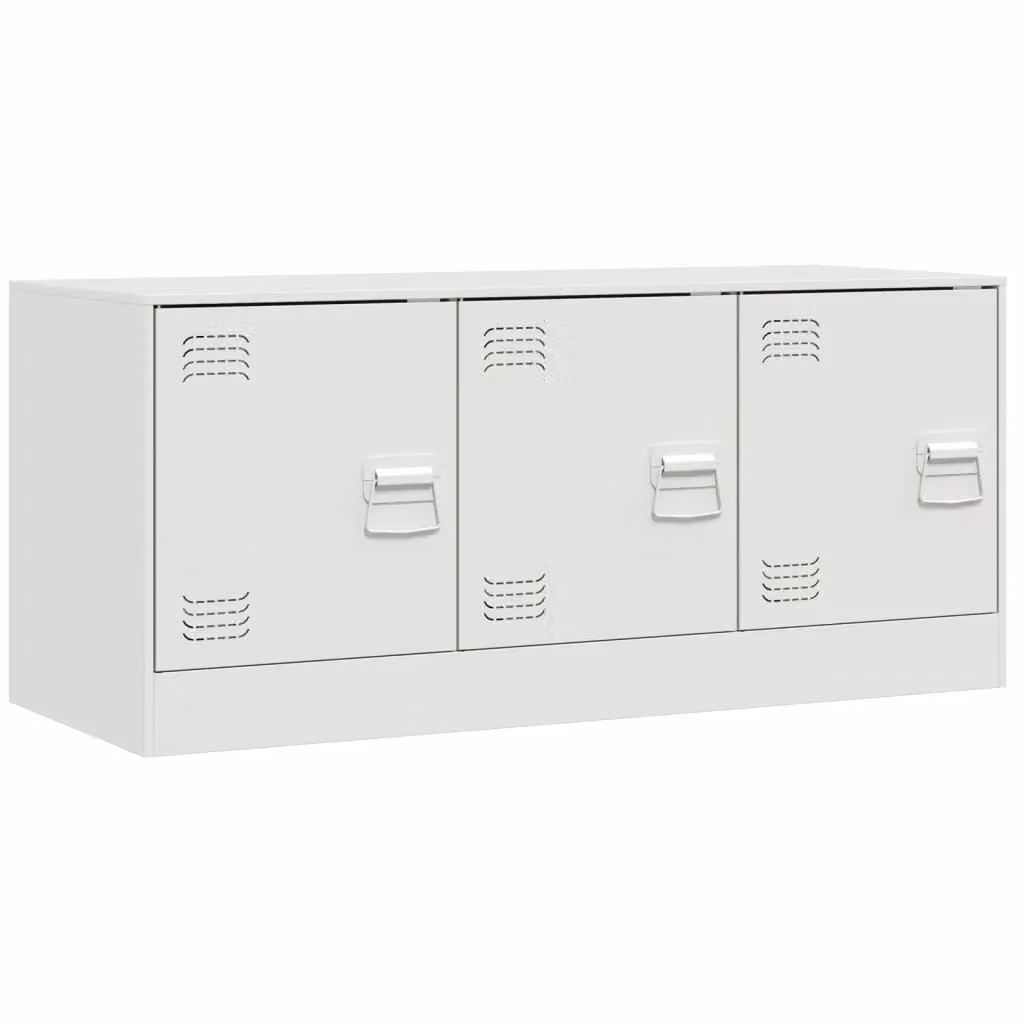 Berkfield Home Industrial White Matt Metal TV Cabinet W/D/H: 99 x 39 x 44 cm – 2