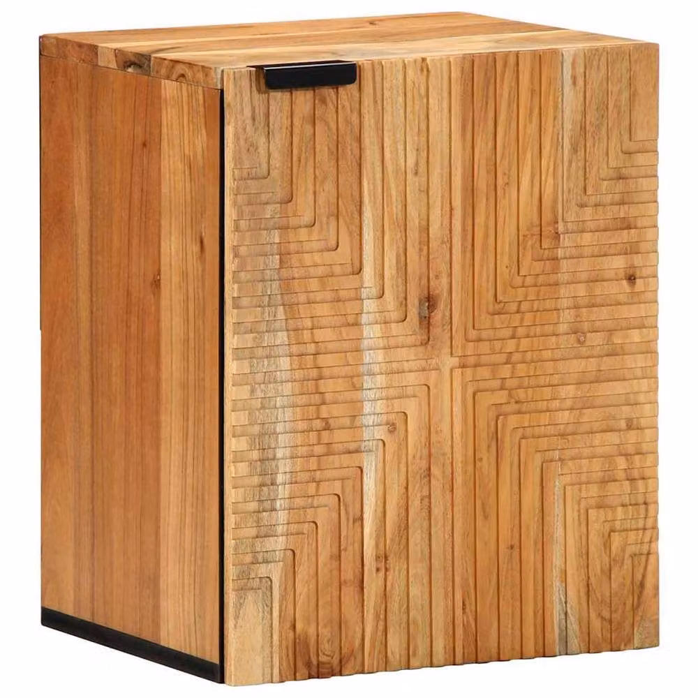Berkfield Home Brown Acacia Wood Hanging Bathroom Cabinet with Hinged Doors, W: 38 cm, D: 33.5 cm, H: 48 cm – 2