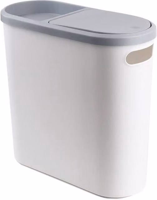 KORVIXA 10L Slim Narrow White Plastic Trash Can with Flip Lid for Kitchen or Bathroom