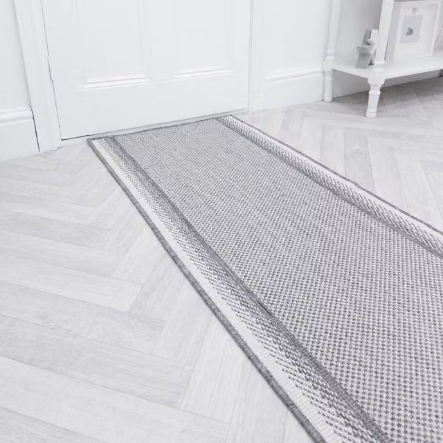 runrug Geo Geometric Reversible Carpet Runner Rug in Grey, W/D/H: 60 x 210 cm – 1