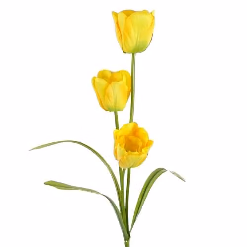Leaf Design Yellow Artificial Tulip Stem, 80 cm