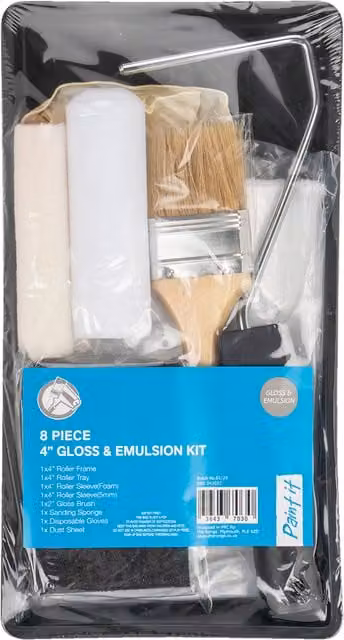 Paint IT 8 Piece 4 Inch Gloss and Emulsion Kit for Water-Based and Solvent-Based Paints