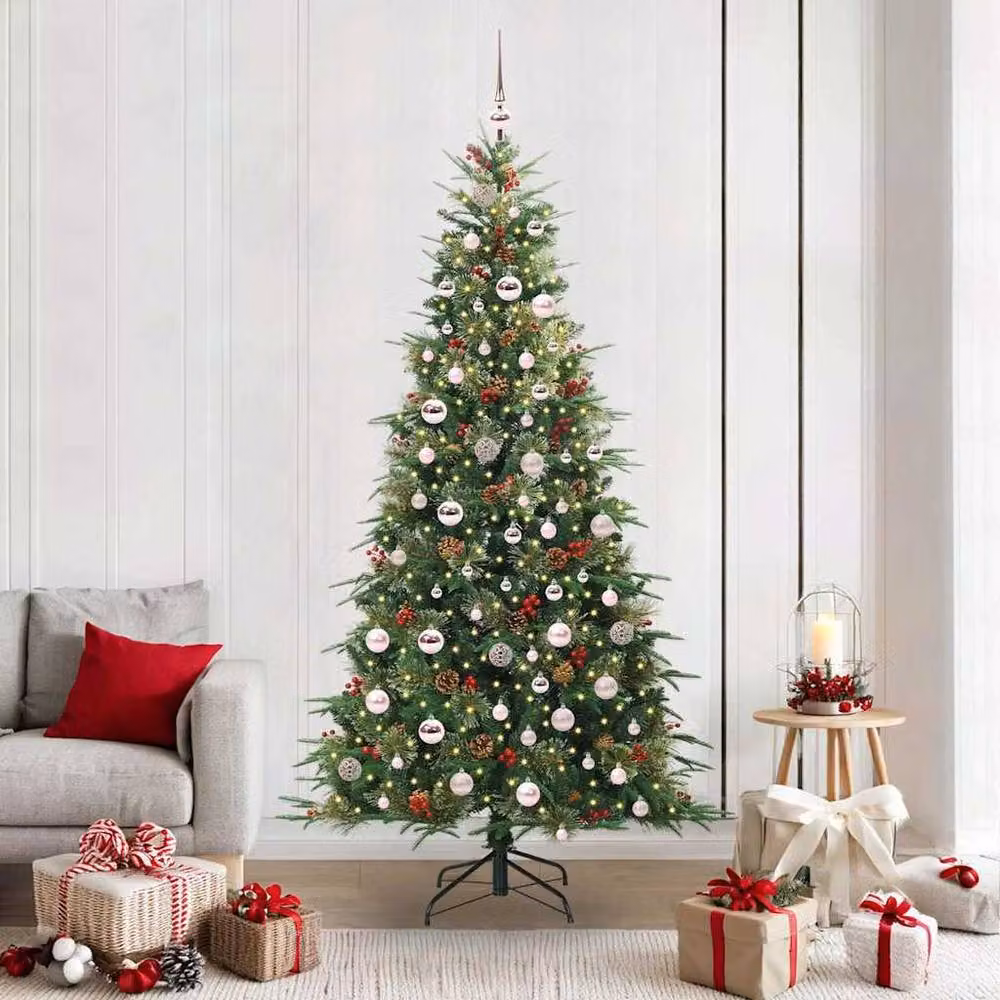 Berkfield Home Elegant Green Artificial Hinged Christmas Tree, Height: 210 cm – 2