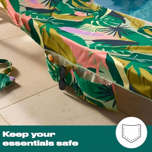 OHS Green Palm Print Microfibre Beach Towel with Bag, Quick-Drying and Absorbent, W: 75 cm, L: 215 cm – 3