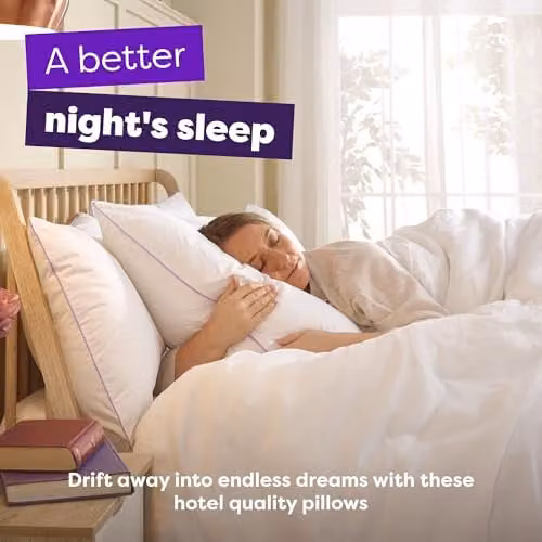 Slumberdown Firm Support Cotton Pillows, 4 Pack, White – 2