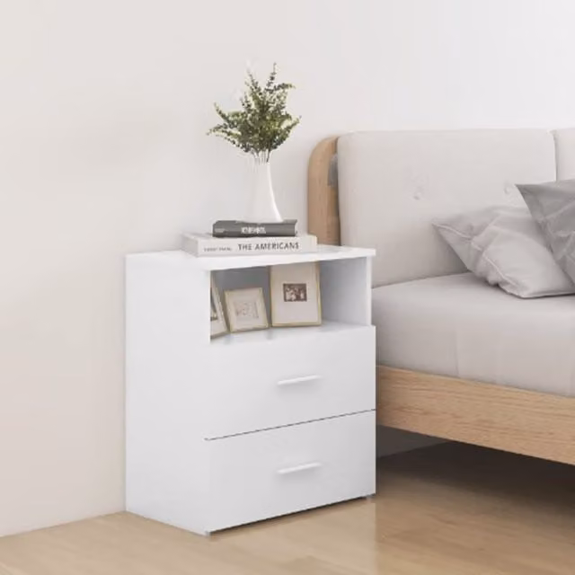 Berkfield Home Bed Cabinets, 2 Piece Set in White, W/D/H: 50 x 32 x 60 cm – 1