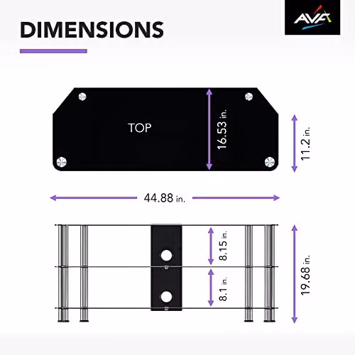 AVF Black and Silver Glossy Glass TV Stand with Metal Frame, Width: 114 cm – 5