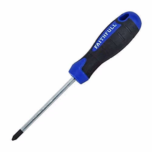Faithfull Soft-Grip Phillips PH2 Manual Screwdriver, Blue and Black, 100mm