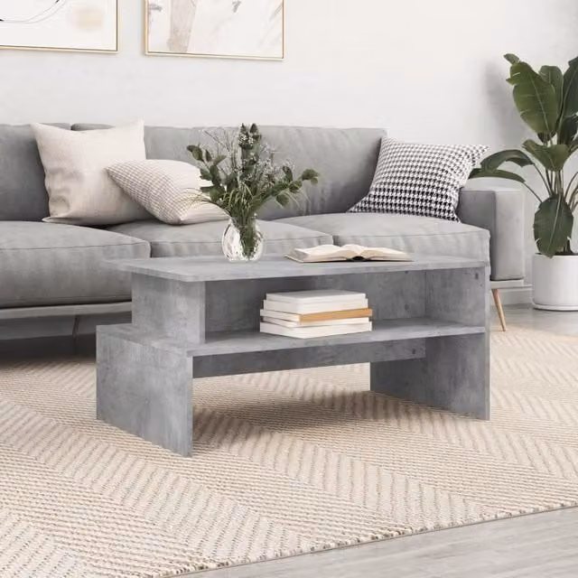 Berkfield Home Concrete Grey Coffee Table in Engineered Wood, W: 90 cm, D: 55 cm, H: 42.5 cm