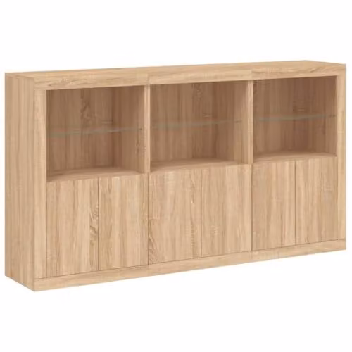 vidaXL Modern Sideboard with Integrated LED Lights in Sonoma Oak, Brown, W/D/H: 181.5 x 37 x 100 cm