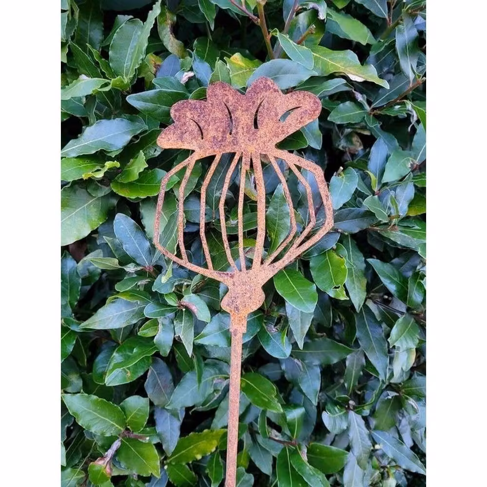Poppyforge Bronze Metal Poppy Seed Head Plant Garden Art Pins, Pack of 3 – 2
