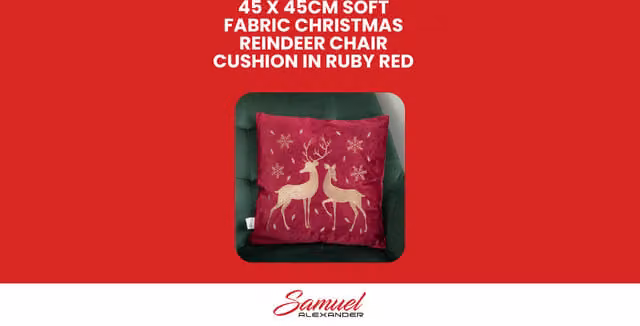 Samuel Alexander Christmas Reindeer Chair Cushion in Ruby Red, W/D/H: 45 x 45 x 45 cm