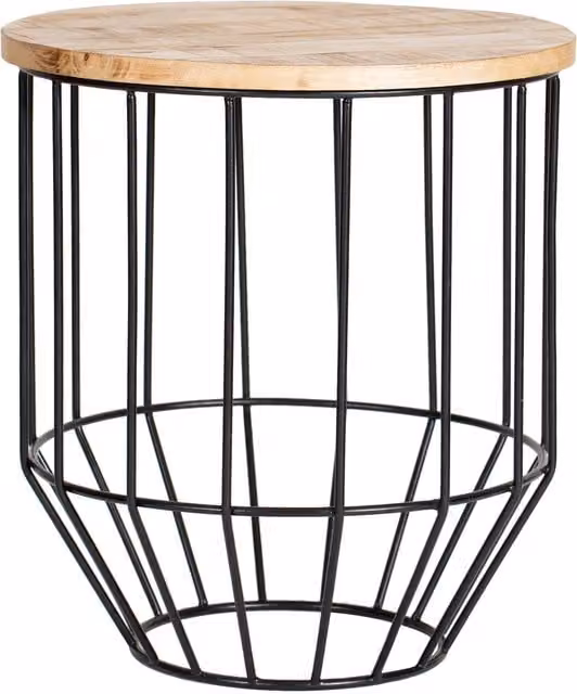 MH London Kelis Round Mango Wood Side Table in Black