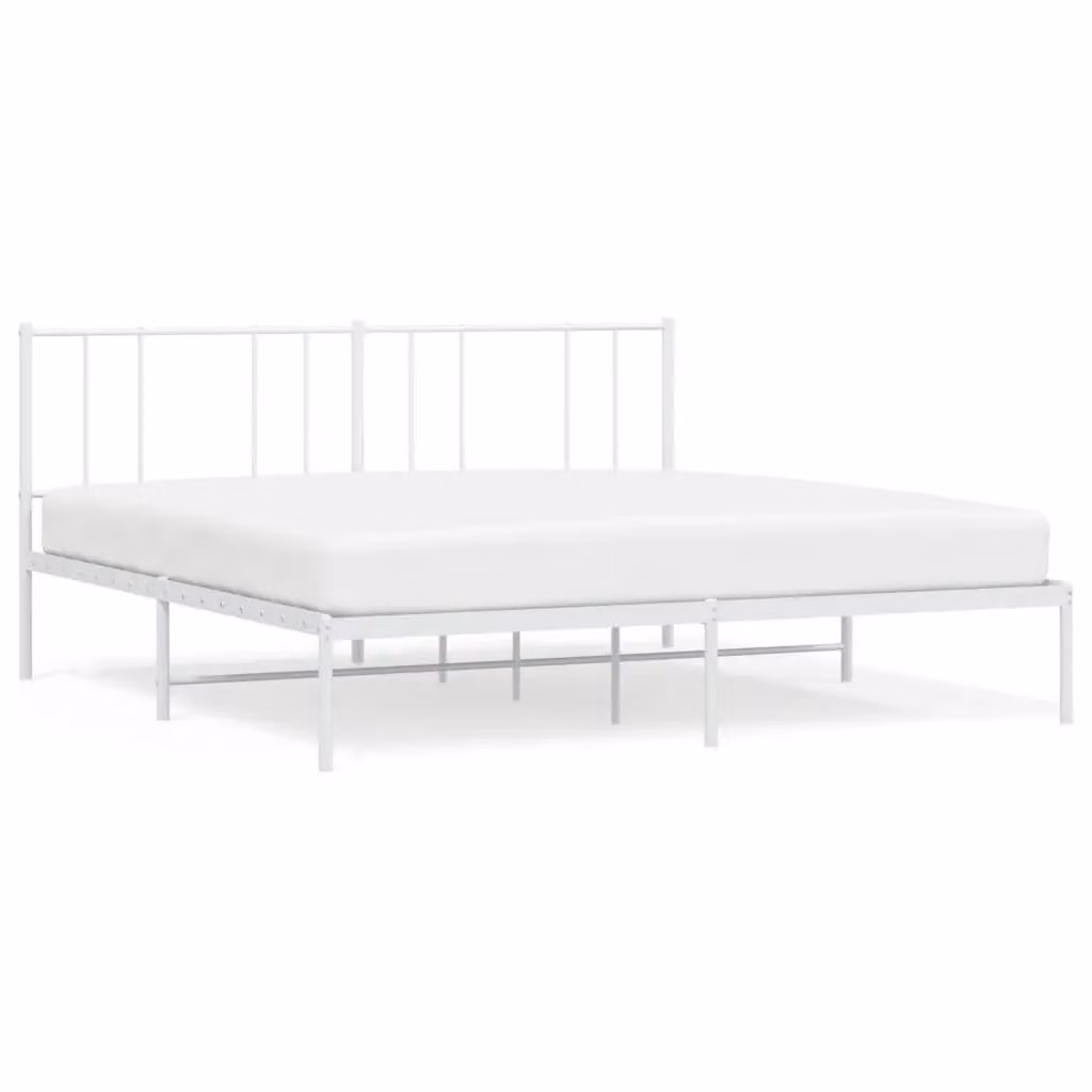 Berkfield Home Metal Bed Frame with Headboard in White, W/D/H: 180 x 200 cm – 2