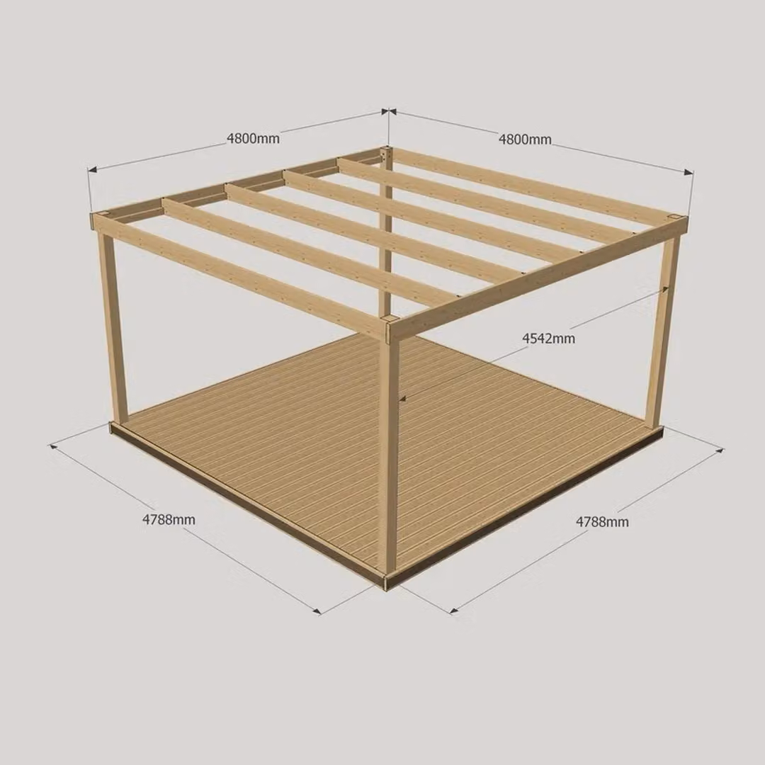 Rutland County Garden Furniture Ltd Box Pergola and Decking Kit in Green Wood, W: 480 cm, D: 480 cm – 3