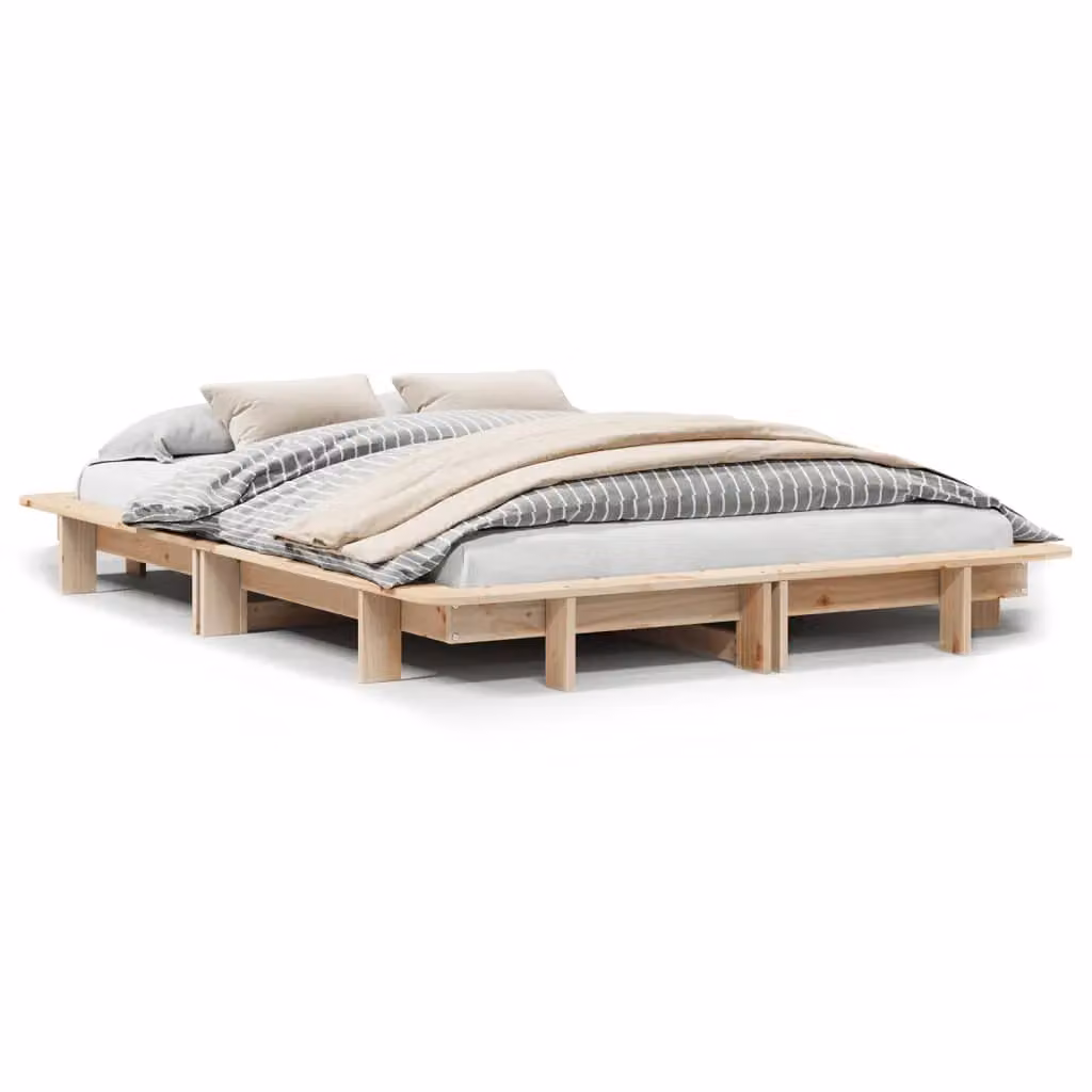 Berkfield Home Small Double Bed Frame in Brown Solid Pine, W/D/H: 120 x 200 cm – 2