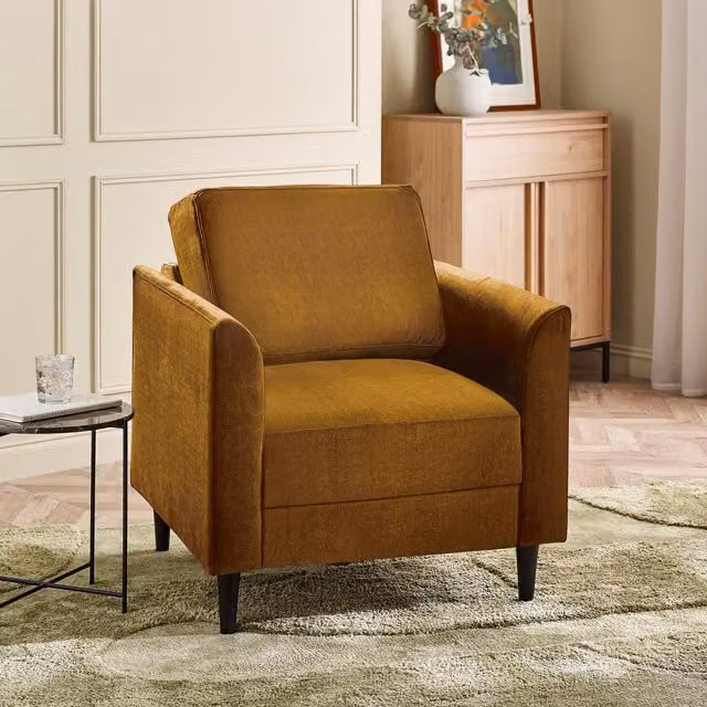 FurnitureboxUK Logan Fabric Armchair in Orange and Green with Solid Wood Frame