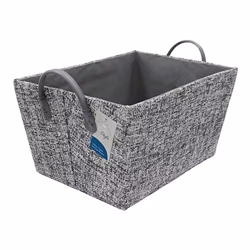 JVL Urban Rectangle Paper Storage Basket in Grey, W/D/H: 38.0 x 28.0 x 20.0 cm – 1