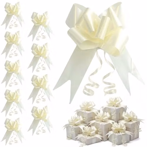 Shatchi 40pcs Ivory Pull Bows, 5cm Diameter for Gift Wrapping and Decorations
