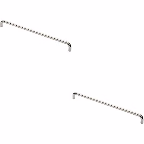 Loops 2 Pack Round D Bar Pull Handles in Bright Stainless Steel, Fixing Centres: 600 mm, W/D/H: 619 x 19 mm