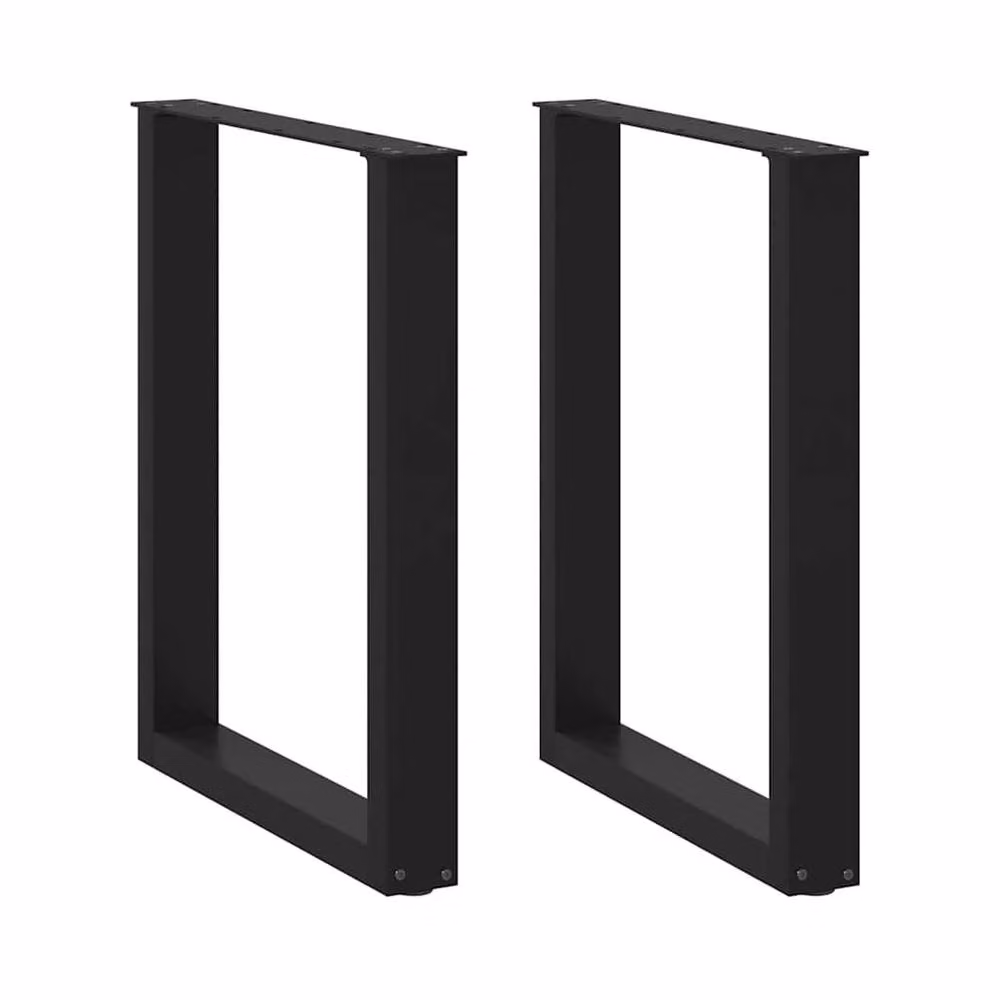 Berkfield Home Modern U-Shaped Coffee Table Legs, 2 Pieces, Black Steel, W: 60 cm, H: 72.5 cm – 2