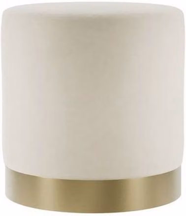 Lemon Pavilion Furniture Lara Small Cylindrical Fabric Pouffe in Cream and Gold, W: 41.5 cm, D: 41.5 cm, H: 44 cm – 2