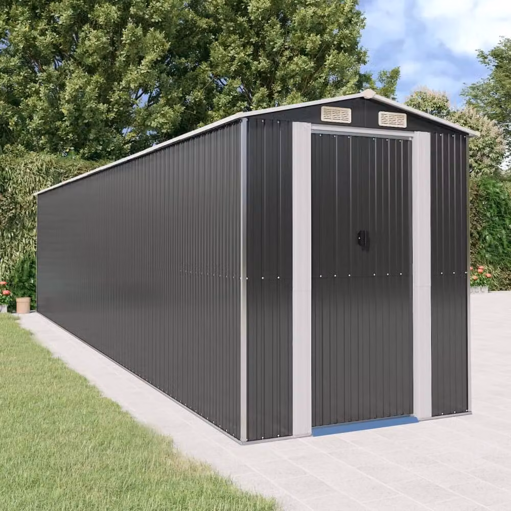 Berkfield Modern Gable Garden Shed in Anthracite Grey, Galvanised Steel, W/D/H: 192 x 855 x 223 cm – 2