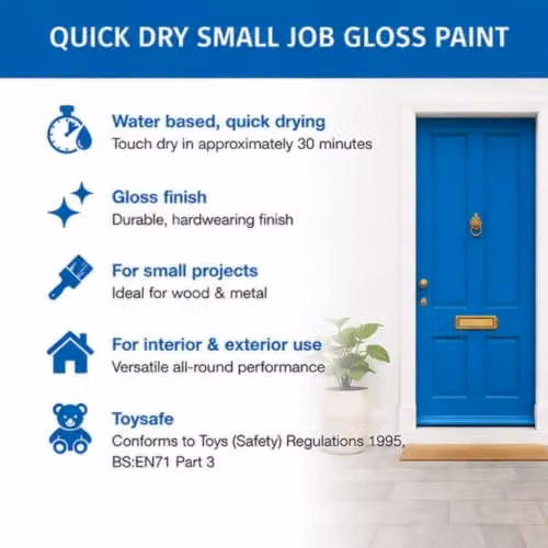 Rustins Quick Dry Water Based Gloss Paint Delphinium Blue 250ml – 4
