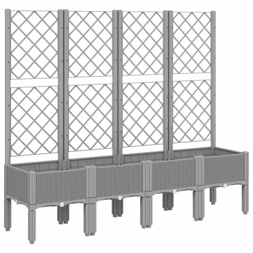 Berkfield Home Garden Planter with Trellis in Light Grey, W: 160 cm, D: 40 cm, H: 142 cm – 2