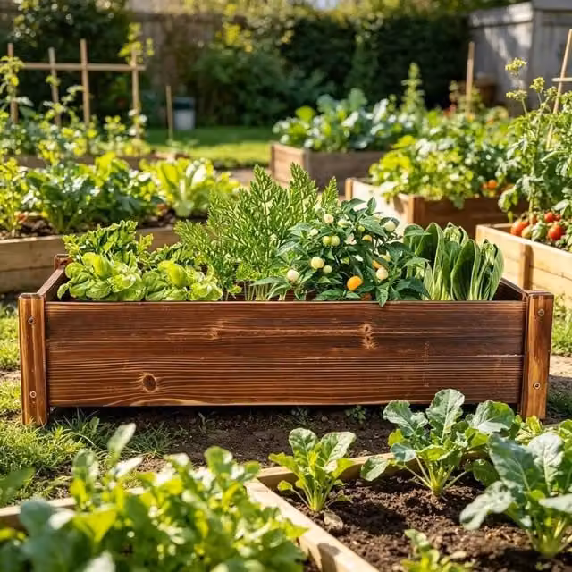 EONLION Wooden Window Box Patio Planter in Brown, W/D/H: 65 x 33 x 16 cm – 1