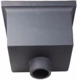 Hargreaves Premier Cast Iron Rectangular Standard Hopper Head with Plain Outlet, Grey Primer, 305mm for 100mm Downpipe