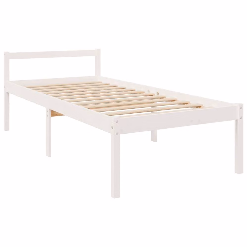 Berkfield Home Small Single Solid Wood Pine Bed Frame, White, W: 75 cm, L: 190 cm – 2