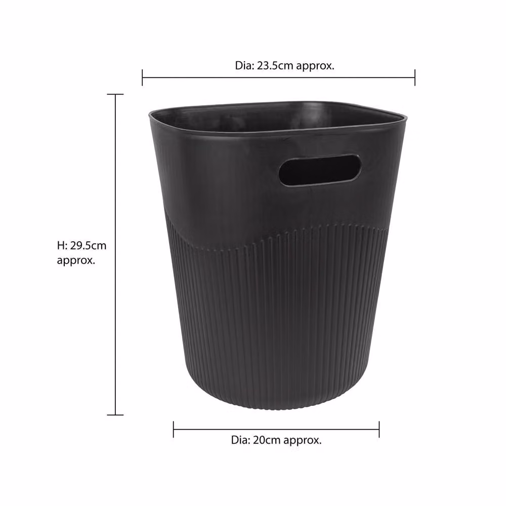 JVL Riblex Square Waste Bin 11L Black Plastic – 4