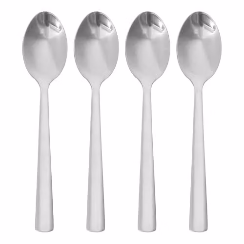 Argon Tableware Tondo Polished Stainless Steel Teaspoons, Silver, Pack of 48
