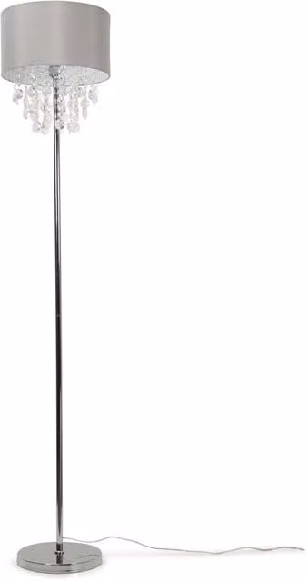 ValueLights Lulu Grey Floor Lamp with Chrome Metal Base and Acrylic Jewel Bead Droplets