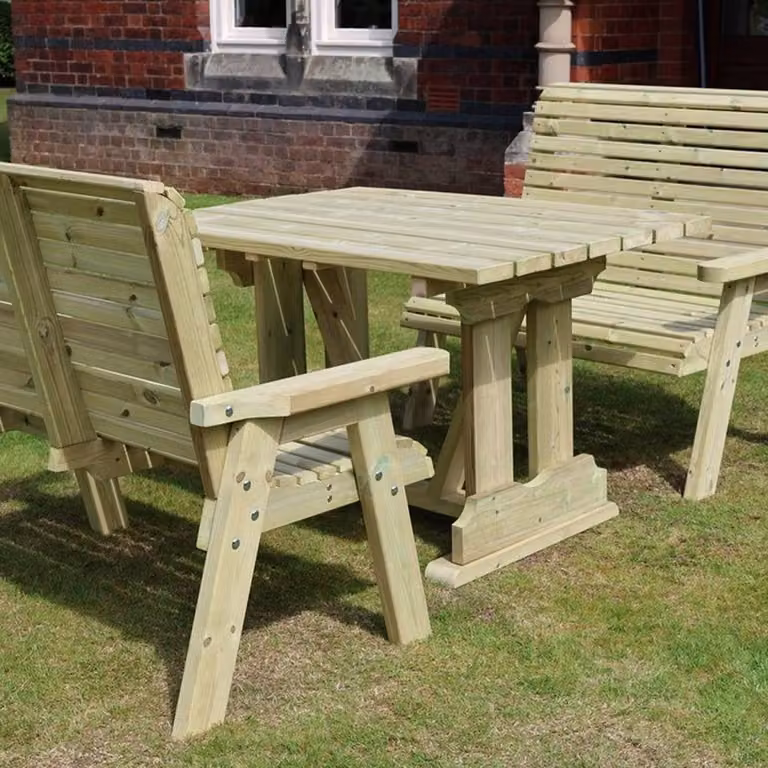 Churnet Valley Garden Furniture Ltd Ergo 4 Seat Compact Garden Furniture Set in Natural Wood, W/D/H: 120 x 90 x 76 cm