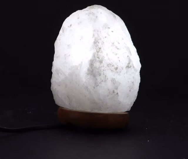 KDMK White Crystal Rock Himalayan Salt Lamp Tabletop Natural Air Purifier
