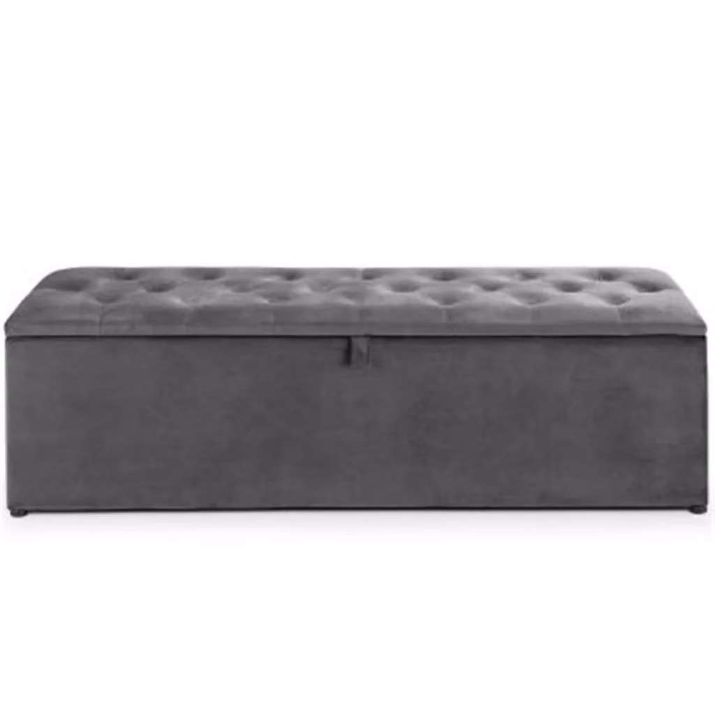 Ashfield Deluxe Velvet Blanket Box in Charcoal Grey – 3