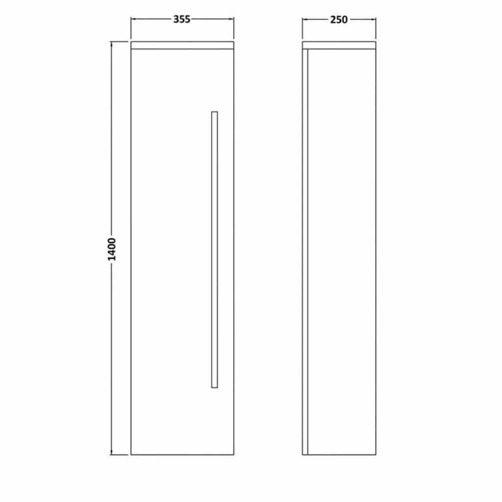 Clifton Grey Gloss Wall Mounted Tall Bathroom Unit, H 140 cm x W 35.5 cm – 3