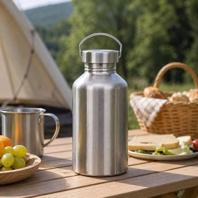 PAWNORA Large Mouth Water Drink Bottle in Silver