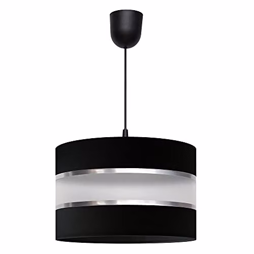 Netlighting Helam Helen Cylindrical Pendant Ceiling Light in Black and Silver, Diameter: 35 cm