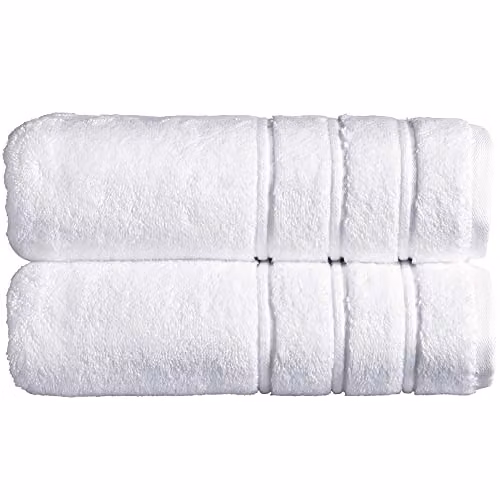 Christy Antalya Luxury 100% Turkish Cotton Bath Towel Set, 2 Piece, White, W: 70 cm x L: 125 cm