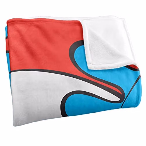 LOGOVISION White and Multicolour Fluffy Microfibre Fleece Throw Blanket W: 152 cm, D: 127 cm – 2